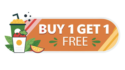 A Vibrant Promotional Graphic Advertises A Buy Get Free Food Offer