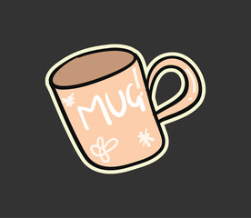 Mug line art illustration hand drawn