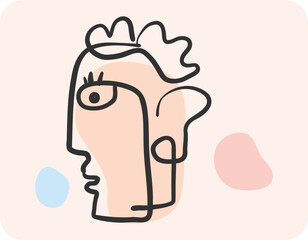 modern face  line art illustration hand drawn