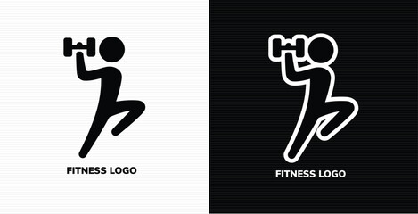 Illustration of fitness logo silhouette of a person lifting a dumbbell
