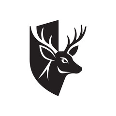 Fototapeta premium Elegant deer head shield emblem symbolizing strength, protection, and refined sophistication. 