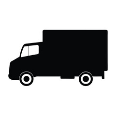 Black delivery truck icon vector illustration transport logistics service vehicle moving company van auto