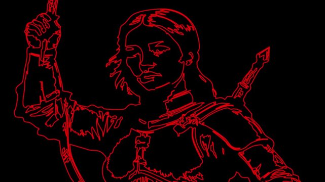 Stroke Animation Joan of Arc Black Background