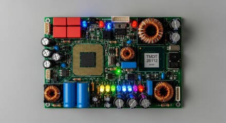Electronic Circuit Board Components Close Up.