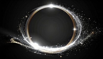 Elegant Gold and Silver Circle on Black Background.