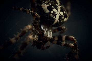 Bedrohliche Kreuzspinne in ihrem Netz