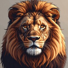 Lion portrait, detailed mane