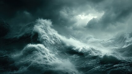 Stormy Seas with Turbulent Waves and Dark Clouds