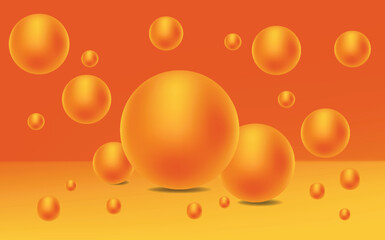 3D rendered smooth orange spheres with radiant gradient from yellow to deep orange, floating across vibrant background, abstract glowing orb design symbolizing warmth, energy, and modern art.