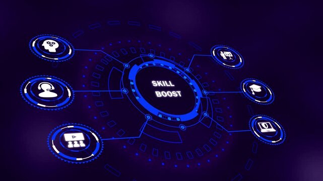 Education and digital network concept. Skill boost and upskilling, interactive microlearning courses on an LMS virtual classroom platform
