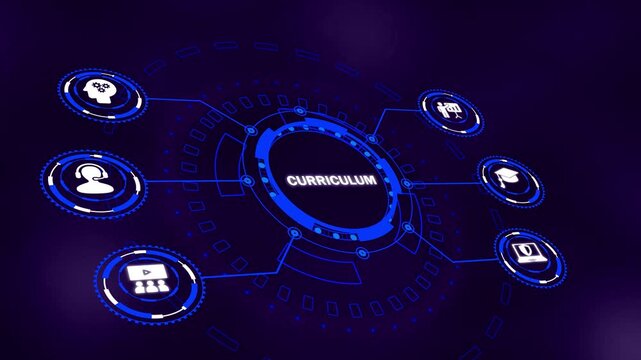Education and digital network concept. Curriculum framework, syllabus and learning outcomes, program pathway on an LMS planning dashboard