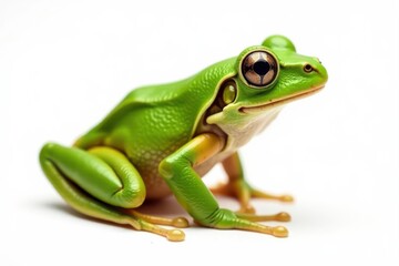 Obraz premium European tree frog, Hyla arborea, isolated, white background, right profile view, animal photography, zoology