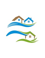 Abstract homes and water