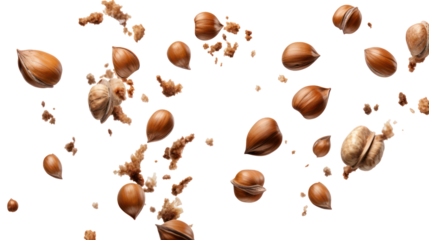 Abstract arrangement of dried seeds and plant fragments against a dark background