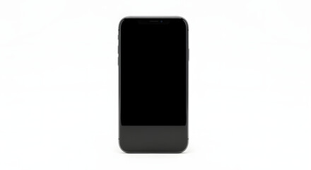 Naklejka premium Modern smartphone with a blank black screen isolated on a white background, showcasing its sleek design
