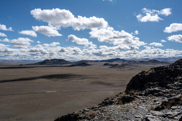 A beautiful autumn landscape with mountains and gorges in Altai, captured with a drone.