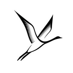 Fototapeta premium Simple black and white stylized bird in flight