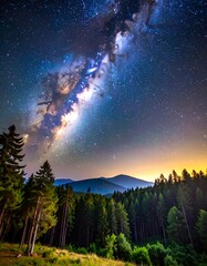 Milky Way over a forest at night (1)