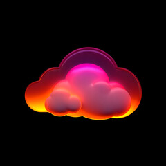 Glowing Cloud Icon with Neon Orange and Pink Light Effects a046d782d1e9 4f21 isolated on a transparent background