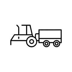 Tractor with trailer in minimal line art style  