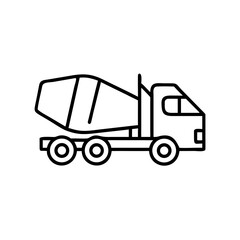 Fototapeta premium Concrete mixer truck illustration in minimalist line art style 