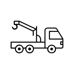 Naklejka premium Line art of a crane truck with a hook and flatbed design 