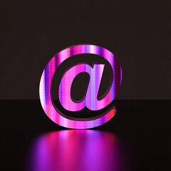 Metallic At Symbol With Pink Purple Gradient Lighting And Reflection email internet isolated on a transparent background