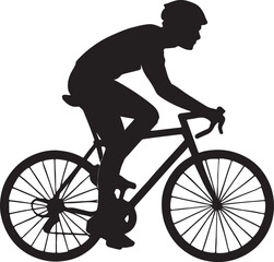 Obraz premium Cyclist riding bike silhouette vector illustration