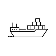 Fototapeta premium Cargo ship with stacked containers sailing on water 