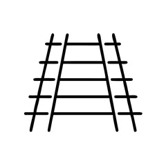 Railroad track illustration in simple black line art  