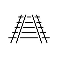 Railroad tracks icon in simple black and white design  