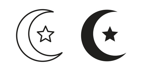 Star and crescent icon clipart and lineart vector symbols © Bsbd