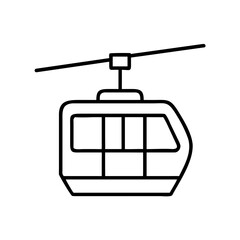 Line art illustration of a cable car on a white background  