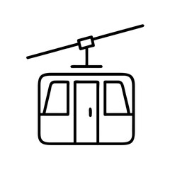 Cable car outline illustration on white background  