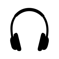 Minimalist black silhouette of headphones on a clean white background image