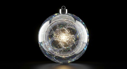 Futuristic Clear Christmas Ornament with Luminous Energy Core – Holiday Innovation