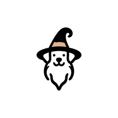 Whimsical Witch Dog Mascot Logo for Halloween Celebration