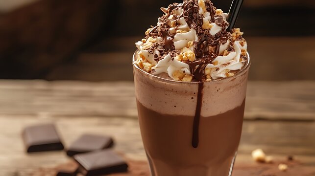 Lotus scoff sundae milkshake with chocolate whipped cream