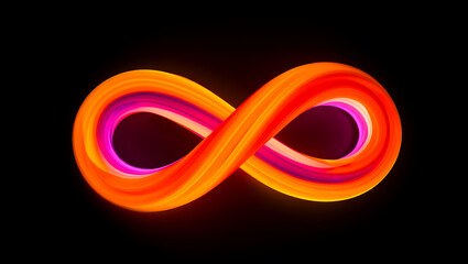 Infinity Symbol with Swirling Orange and Pink Paint Strokes endless loop isolated on a transparent background