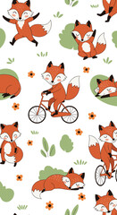 Obraz premium A charming collection of playful foxes enjoying various outdoor activities and resting in nature.