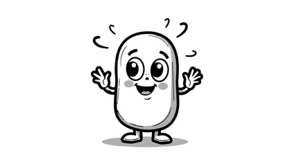 Obraz premium Happy bean character illustration with cheerful expression