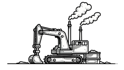 The bulldozer, Excavator vehicle illustration in construction style for earth moving