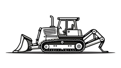 The bulldozer, Excavator vehicle illustration in construction style for earth moving