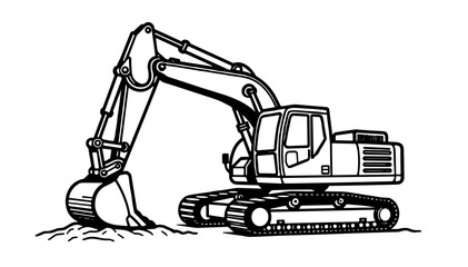 The bulldozer, Excavator vehicle illustration in construction style for earth moving
