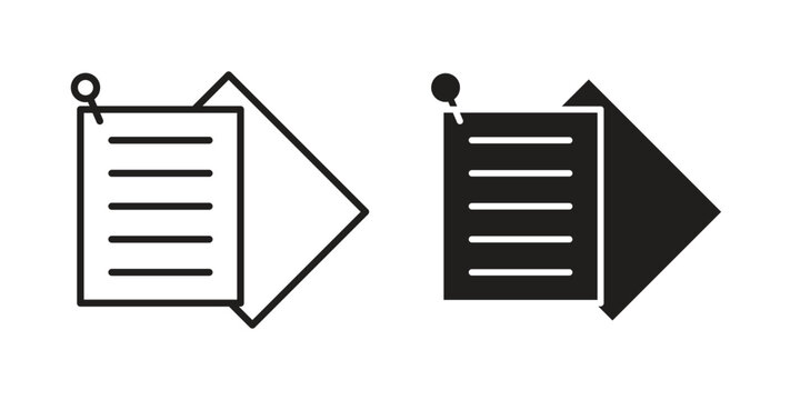 Note sticky icon clipart and lineart vector symbols