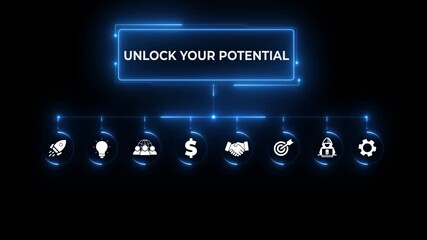 Internet, business, Technology and network concept. Cyber security data protection business technology privacy concept. Unlock your potential. left to right smoothly 3d animation background. 4k