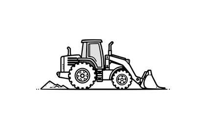 tractor with bucket vehicle illustration in agricultural style for farming activities