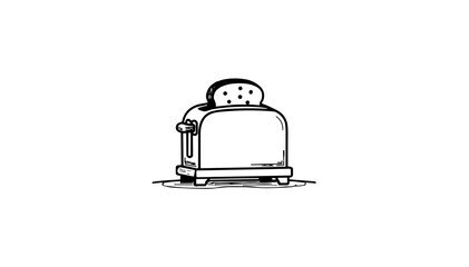 Toaster appliance illustration in simple design with bread slices popping up