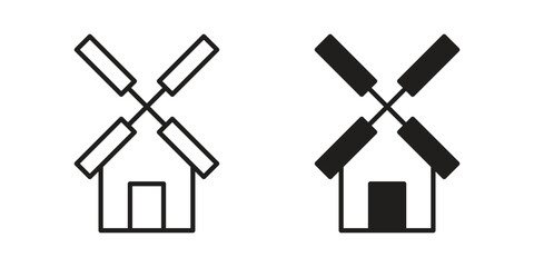 Mill sign icon clipart and lineart vector symbols © Bsbd