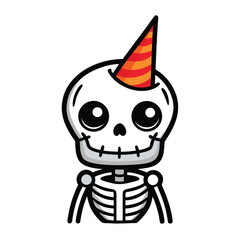 Halloween Skull with red Ribbon Cartoon Vector illustration